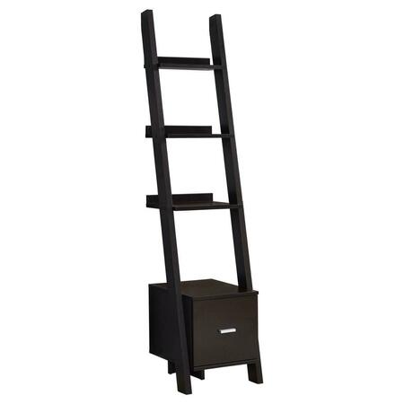 GFANCY FIXTURES 69 in. Particle Board Ladder Bookcase with a Storage Drawer GF3097475
